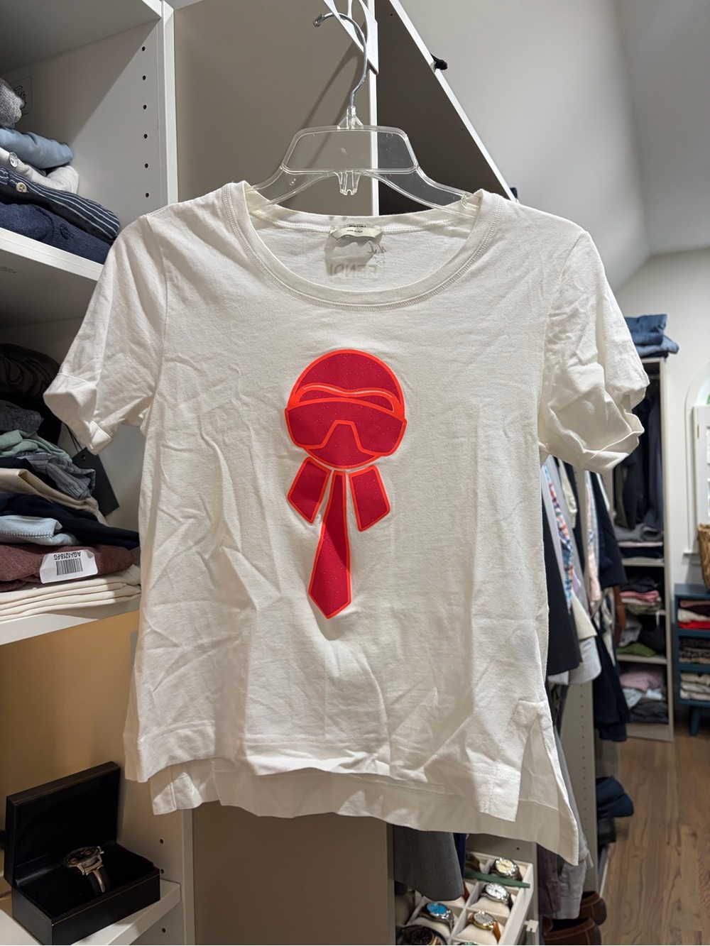 Fendi White Womens Tee with Neon Graphics - Picture 1 of 5